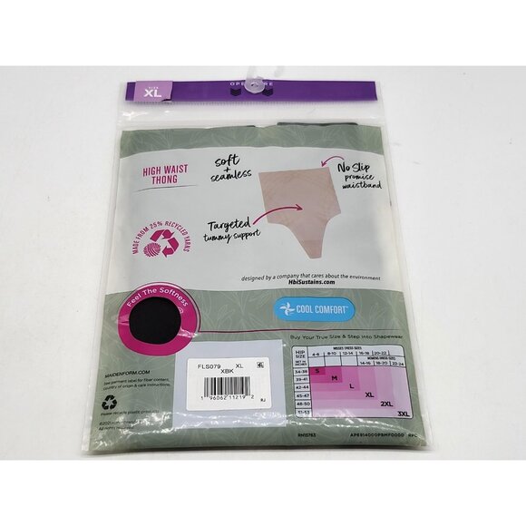 Maidenform Flexees High Waist Thong Womens‎ XL Black Cool Comfort Shapewear Firm - Picture 2 of 2